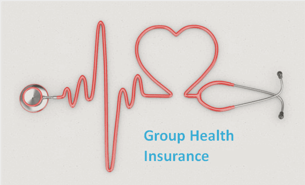 A group health insurance sign with some red wire